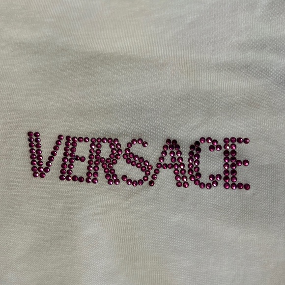 Versace unisex crystal embellished logo monogram tee shirt NEW - Picture 3 of 7
